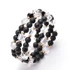 Lava volcanic stone winding natural crystal multi-layer essential oil memory wire bracelet