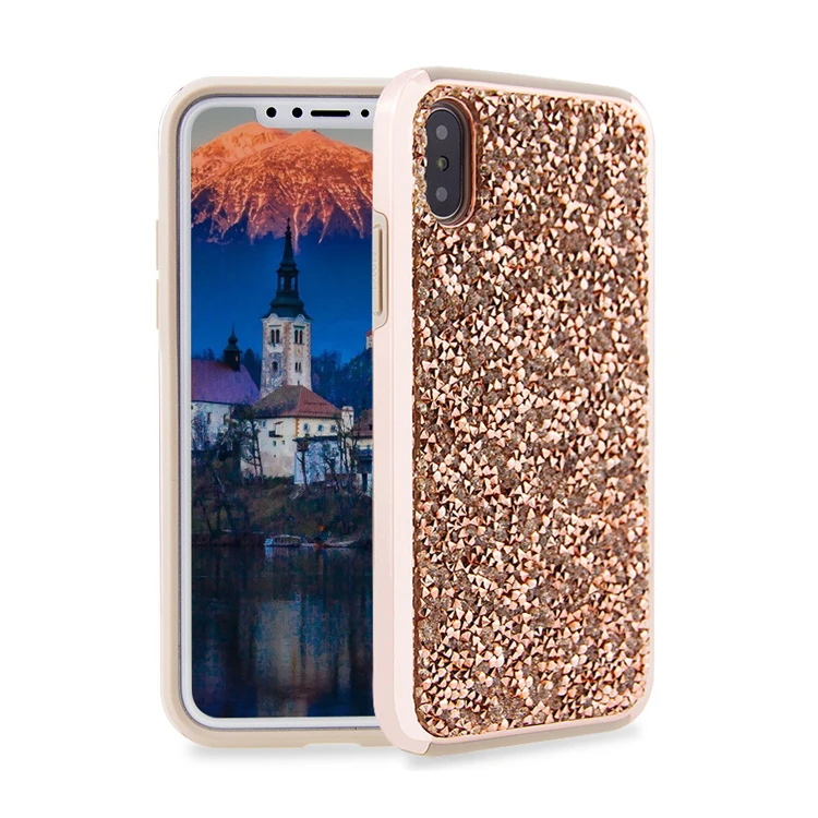 Wholesale Soft Hard TPU Cell Phone Bling Bling Rhinestone Diamond Glitter Mobile Case For iPhone X/Ten Phone Cover Diamond