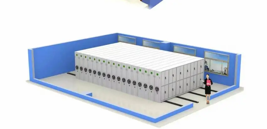 Mobile compact shelving filing storage cabinet metal mobile archive shelves manual operation high density storage system