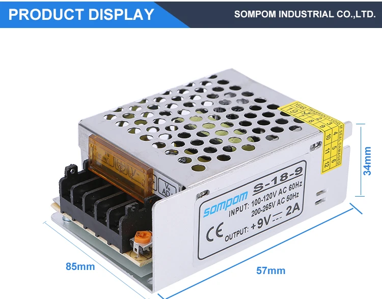 HOT Sale Switching 9V 2A Power Supply for LED Light