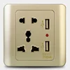 lamp switch mookality gold pc Home Hotel switch socket with double USB Multifunctional Five Hole