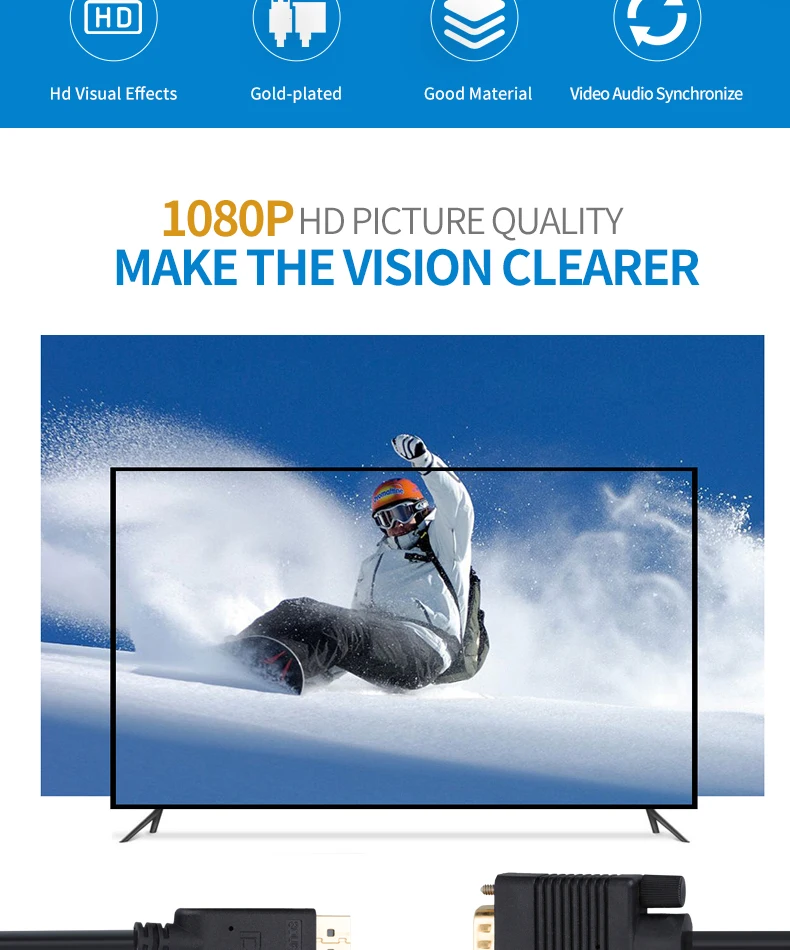 1080P computer adapter Version 1.4 DP to VGA cable - ANKUX.COM