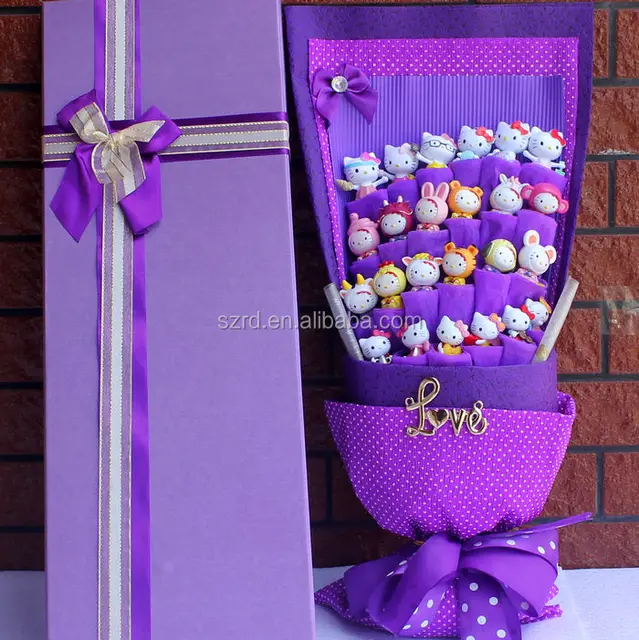 wholesale hello kitty valentine day gift plush mini flower toy