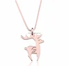 2018 Lady Fashion Deer Initial Necklace, Rose Gold Wholesale Pet Loss Jewellery Silver