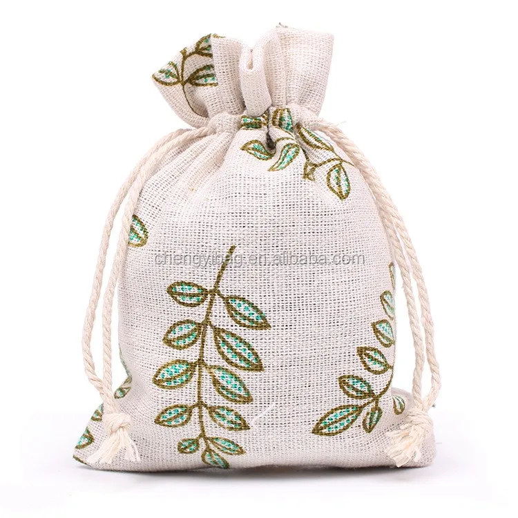 cheap recyclable linen jute gift drawstring pouch