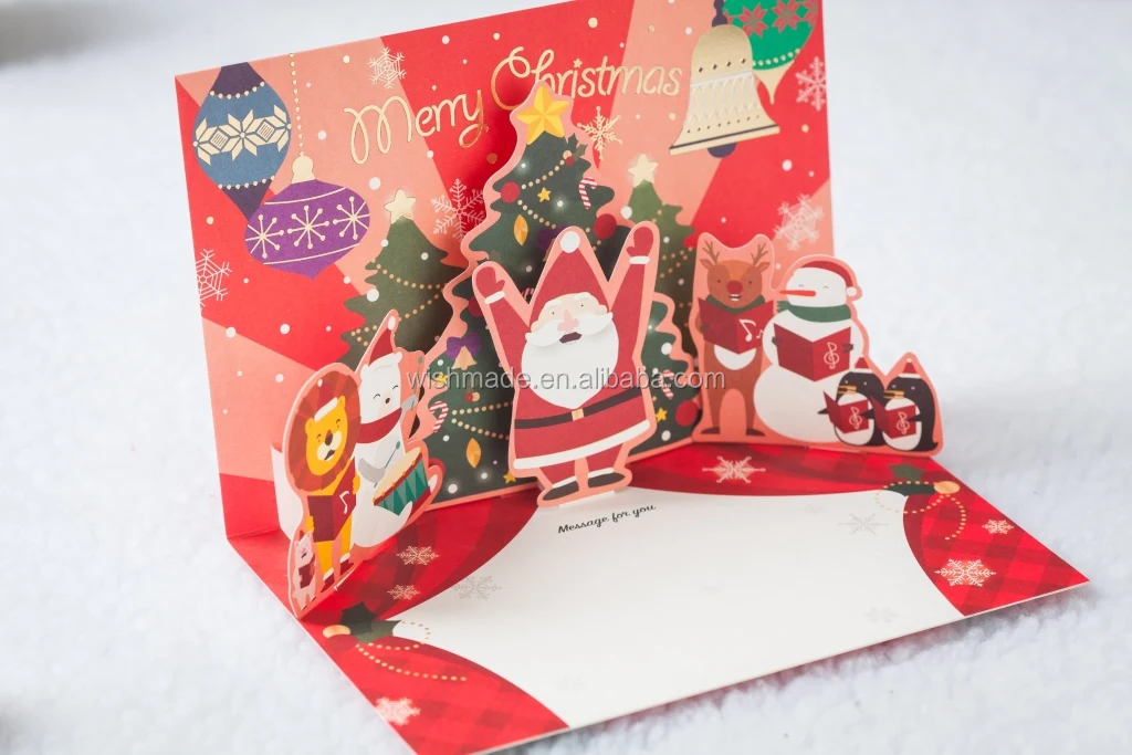 with snow man - buy christmas greeting card and envelope,pop up