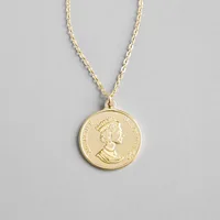 

925 sterling silver 18K gold plated Elizabeth coin pendant necklace