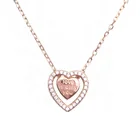 Custom jewelry necklace silver 925 zircon rose gold plated necklace heart of the ocean necklace