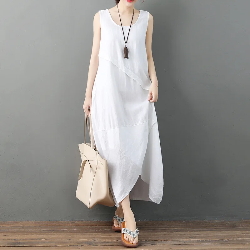 2021 Top Quality Fat Women Loose Dresses Summer Plus Size Sleeveless Linen Dress, White, navy blue
2021 Top Quality Fat Women Loose Dresses Summer Plus Size Sleeveless Linen Dress, White, navy blue