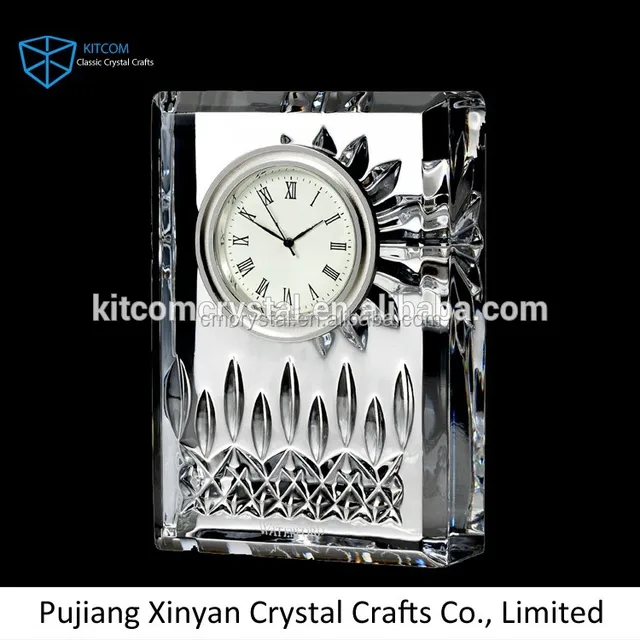 crystal glass table clock for wedding gifts