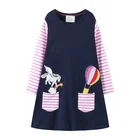Latest fashion kids A line frocks designs autumn cotton casual stripe dresses for little girls