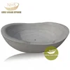 Custom Made Oval Grey Veins White Marble Free Standing Natural Stone Chinese Bathtub