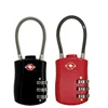 TSA527 Mini High quality cable 3 digital combination padlock TSA Approved Licensed travel lock