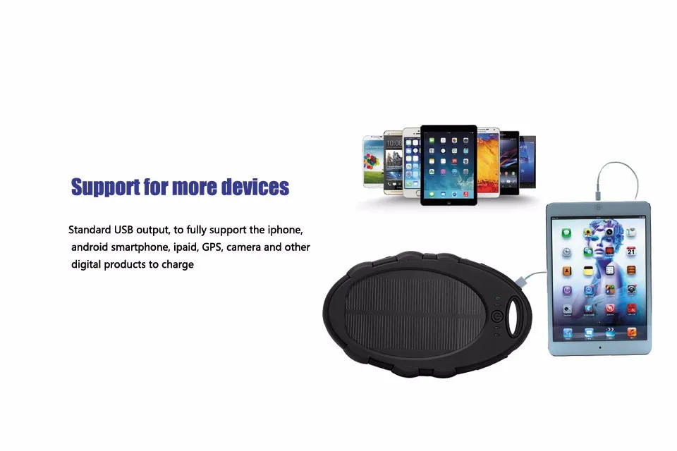 High quality custom Colorful Oval Waterproof USB Portable Solar Power Bank with LED light - ANKUX.COM