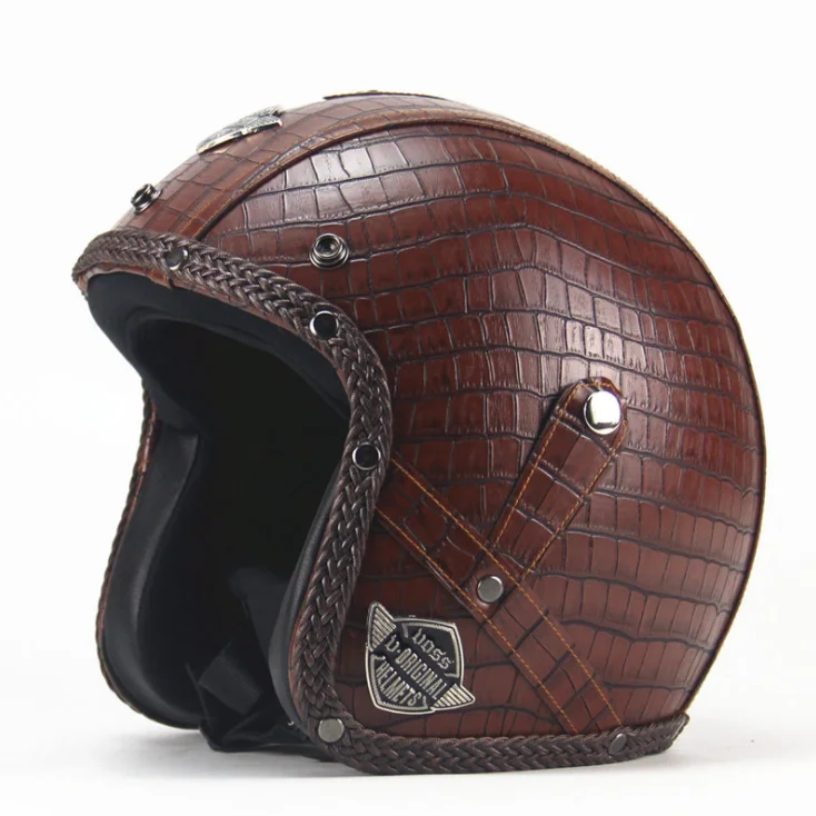 Hecho a mano clásico casco moto vintage depredador casco