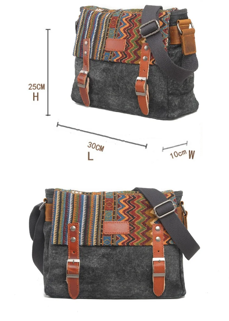 High quality cotton washed casual canvas ladies cross body messenger satchel shoulder bag for women