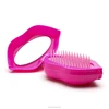 Fashion outdoor travel mini folding anti-static Lip Shape Plastic Massage Comb With Mirror Hair Brush