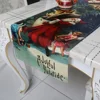 Joyful Yuletide Design Table Decorated Printed Runner with Santa and Angel Design Polyester 3D Printing Table Runner