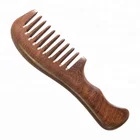 Hand Made Natural Black Sandalwood Wide Tooth Hair Beard Smooth Comb