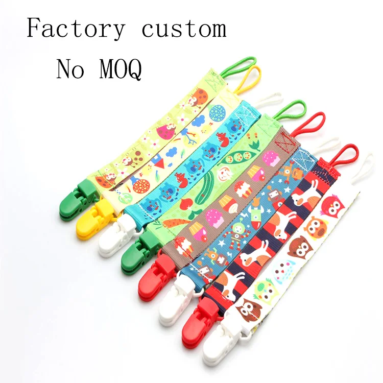 

Eco-friendly cute custom printing baby pacifier clip with design and sample free, Any color is available