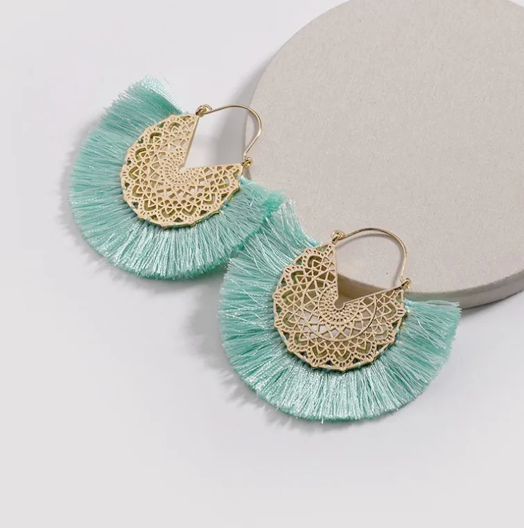 Wholesale Womens Alloy Silk Thread Hollow Fan Tassel Earrings Jewelry For Girls, Picture
Wholesale Womens Alloy Silk Thread Hollow Fan Tassel Earrings Jewelry For Girls, Picture