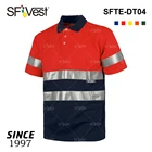Poly Cotton Two Tone Knitted Ribbing Neck Hi Vis Red T-shirt Short Sleeve Safety Reflection Polo Shirt