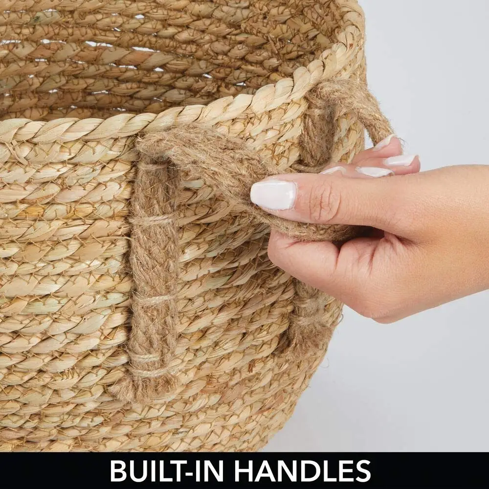 round woven braided rope storage w/ jute handles baskets set of
