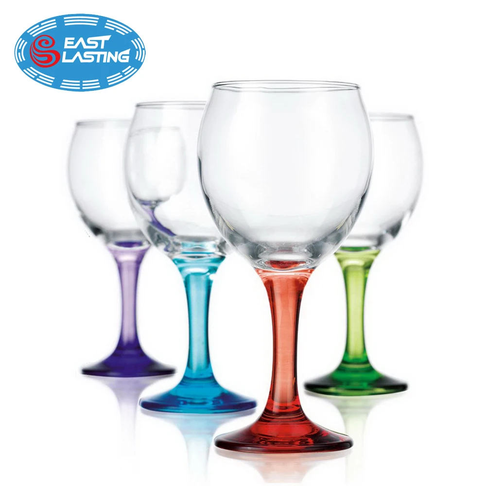 Quality 600ml Custom New Design Colored Stem Wine Glass Goblet For