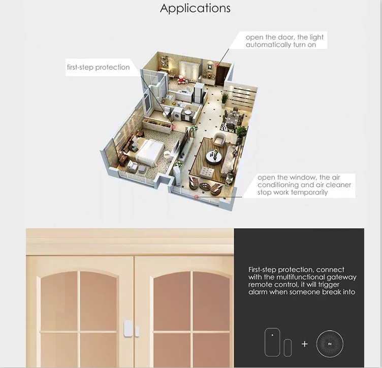 New Updated Aqara Door Window Sensor Zigbee Wireless Connection Smart Mini door sensor Work With Android IOS App control - ANKUX.COM