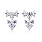 XE2069 Xuping heart bowknot stud diamond earring, small gold earrings, jewelry wholesale thailand