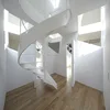White wood steps curved stairs /staircase
