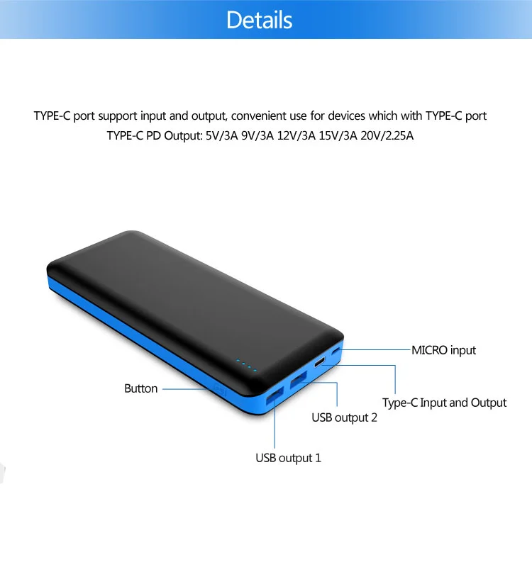 Best Quality 45W Type C PD Mini Power Bank 20000mAh With Quick Charge 3.0 Portable Charger - ANKUX.COM