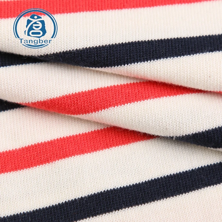 Nice quality 100% cotton yarn dyed stripe knitting fabric cotton