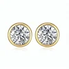 Small round diamond jewellery stud birthstone earrings bezel