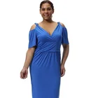 European and American fashion simple shoulder short sleeve pure color 100% bamboo fiber fabric large size dress