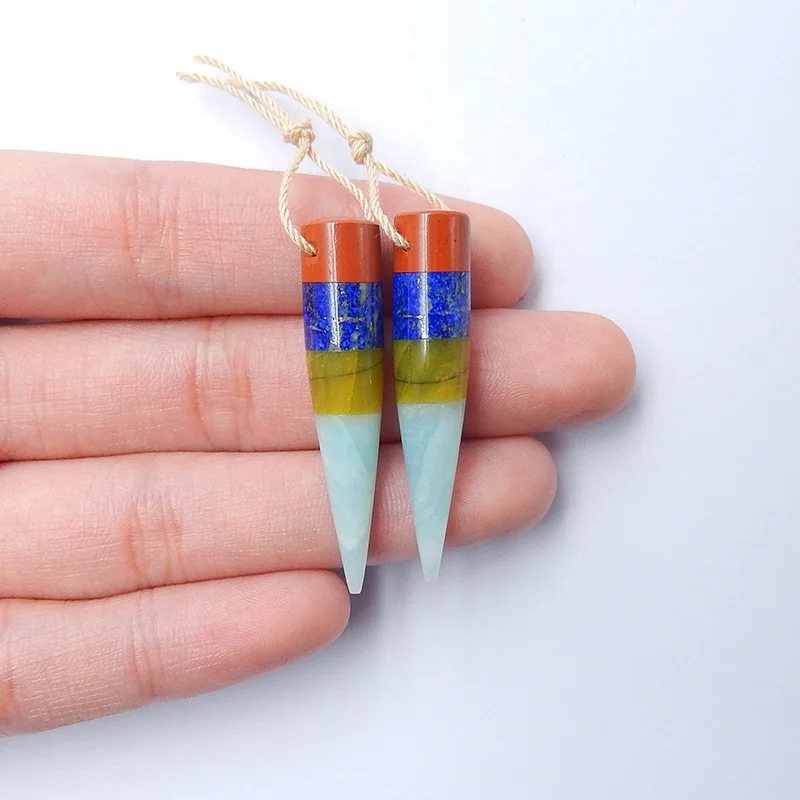 Iridescence Earrings Natural Stones and Gems Exquisite Cutting Beadwork Fast Ship 38x8mm 6.68g
Iridescence Earrings Natural Stones and Gems Exquisite Cutting Beadwork Fast Ship 38x8mm 6.68g