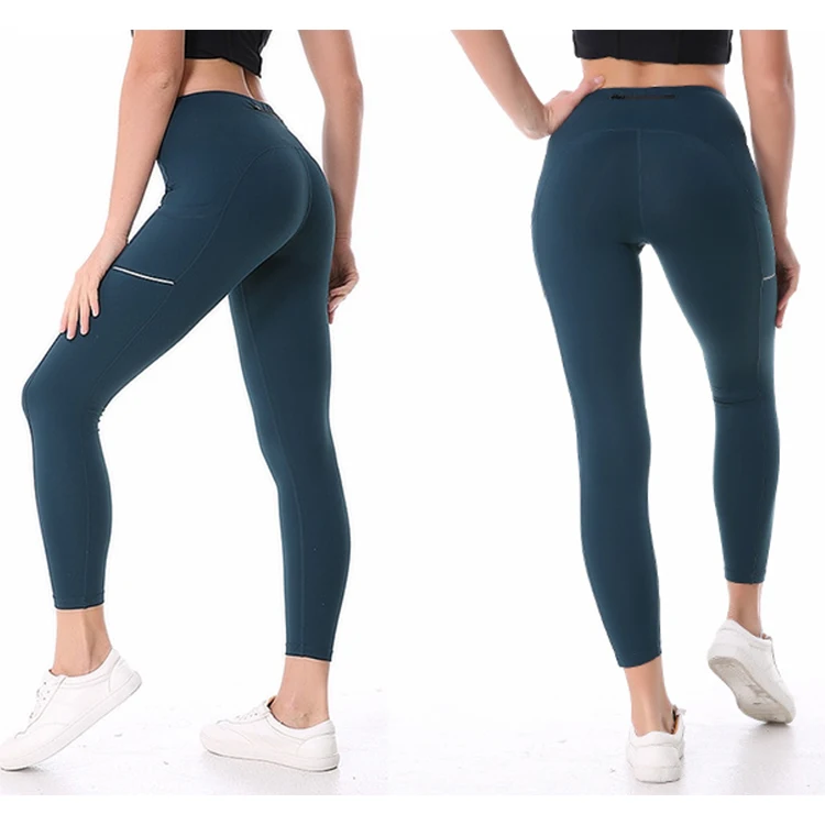 Women custom nylon spandex high waisted yoga pants with pockets, Side pockets in leggings
Women custom nylon spandex high waisted yoga pants with pockets, Side pockets in leggings