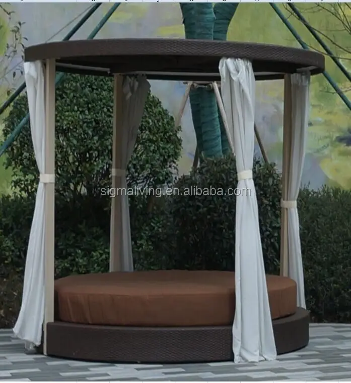 Hot sale new style outdoor furniture outdoor round rattan sun bed