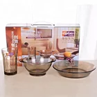 3pcs amber color tempered glass dinnerware sets