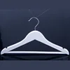 High Grade Clear White Wooden Skirt Hangers With Metal Silver Hook , Wooden Straight Hangers