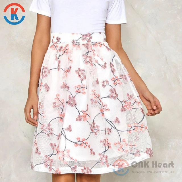 new style 2018 western urban women high waist block print mesh