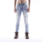 DiZNEW New style elastic jeans pent men wearing tight damaged jeans men in fashion trends