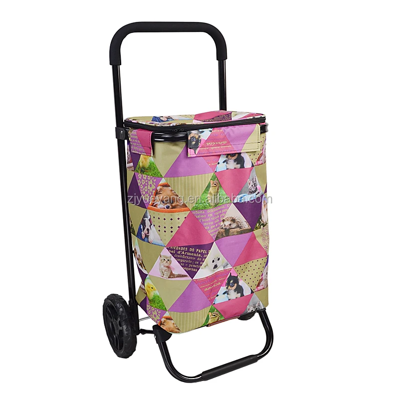 YY1603-2 China supplier wholesale metal folding shopping trolley bag with 2 wheels