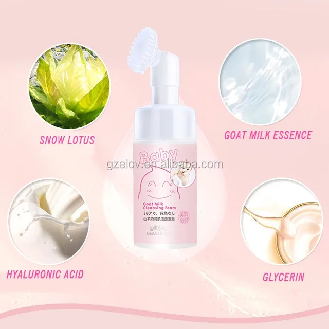 goat milk foam cleanser/facial cleanser with brush/spot remover