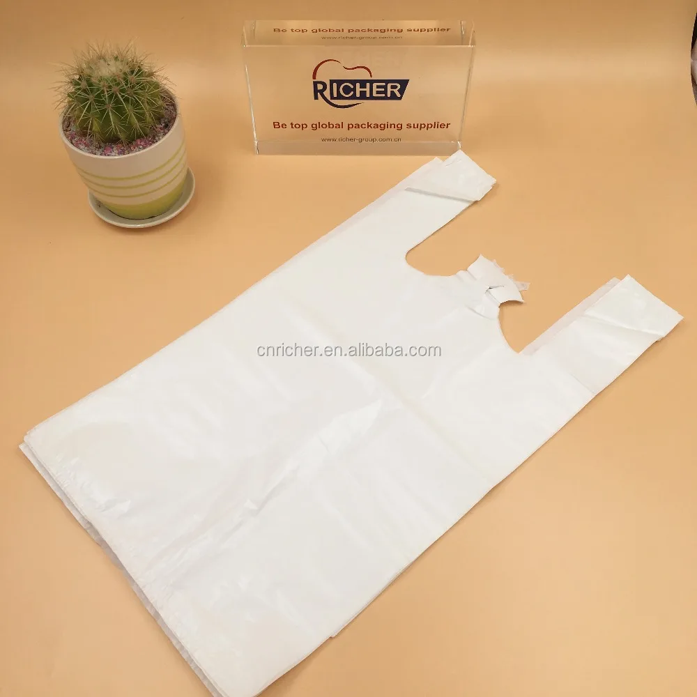 custom printed packaging bag/ t shirt plastic bags manufacturers bulk white hdpe plastic t-shirt bag china manufacturer