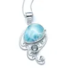 Quality Larimar Necklace Natural Gem Stone Jewelry 925 Sterling Silver Wedding Pendant for Woman
