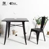 Iron black modern industrial square coffee table