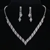 Unique shining bridal jewelry set white gold plated zircon diamond cross necklace earrings jewelry set for wennding party