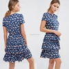 Lightweight Woven Fashion Woman True To Size Pink Flamingo All Over Print Tiered Layered Frills Dress