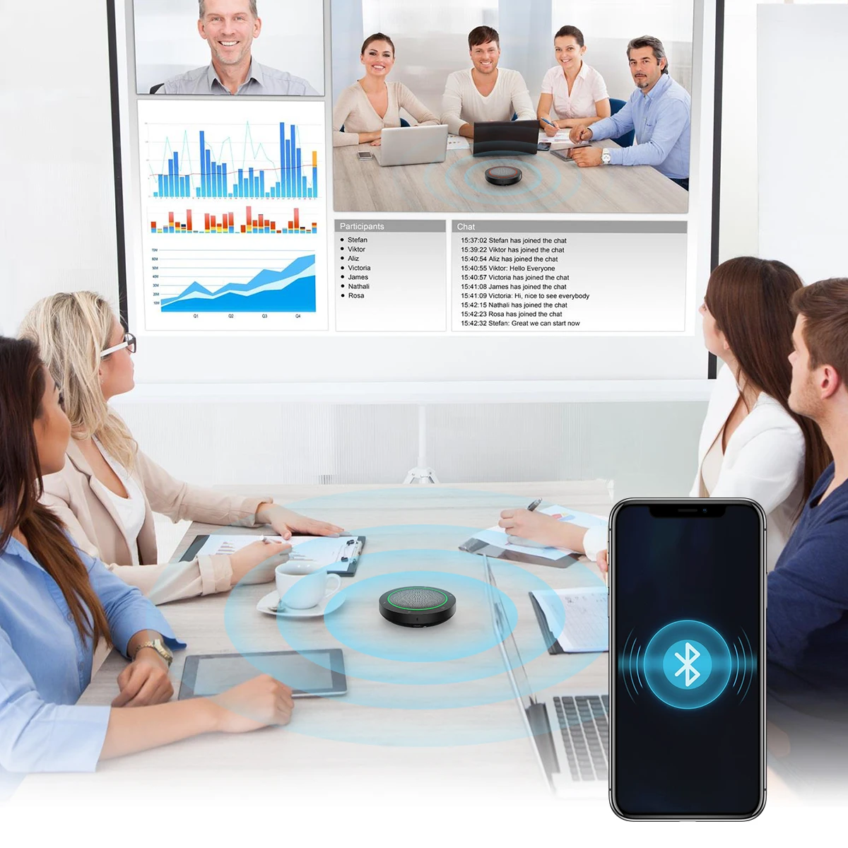 SP200U Mini Portable 360-degree Omni-directional USB Speakerphone for Skype and other VoIP calls - ANKUX.COM